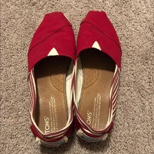Toms red varsity shoes